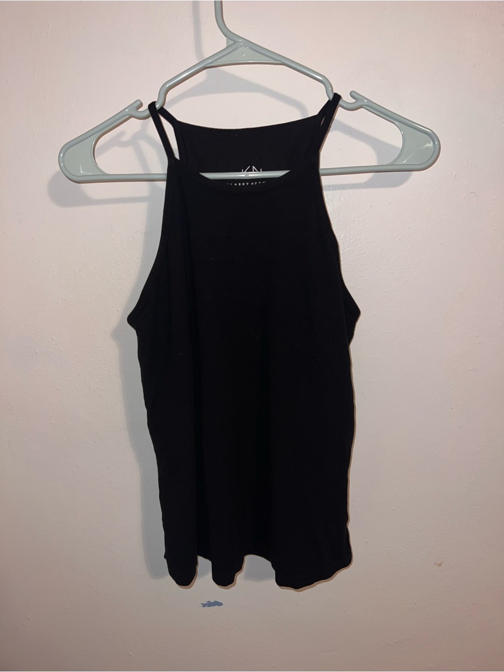 Klassy Network Casual Black Women's High-Neck Tank Top with built in bra